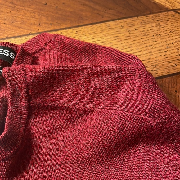 MENS EXPRESS BURGUNDY MARLED LIGHT WEIGHT SWEATER - Picture 5 of 5